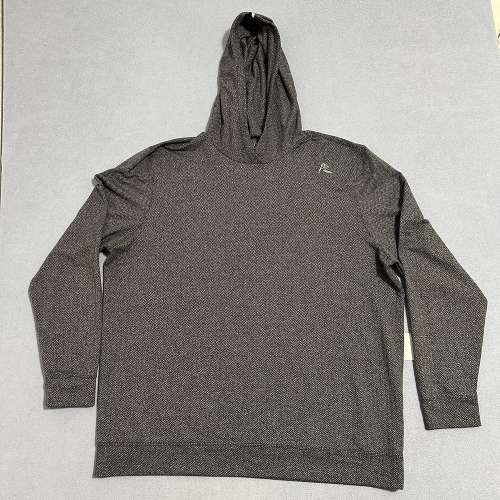 Rhoback Performance Hoodie Pullover Gray Herringb… - image 1